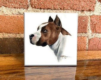 American Pit Bull Terrier Ceramic Tile - American Pit Bull Terrier Decorative Tile - Dog Lover Gift - Unique Dog Gifts