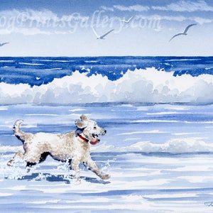 LABRADOODLE Art Print "Labradoodle at the Beach" by Watercolor Artist DJ Rogers