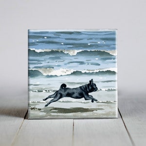 Black Pug Ceramic Tile - Black Pug Decorative Tile - Dog Lover Gift - Unique Dog Gifts