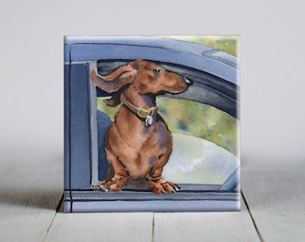 Dachshund Ceramic Tile - Dachshund Decorative Tile - Dog Lover Gift - Unique Dog Gifts