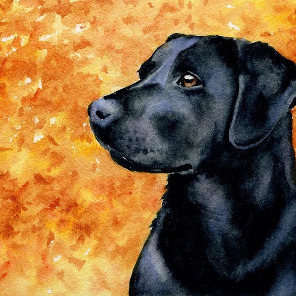 BLACK LAB Art Print Watercolor by Artist DJ Rogers