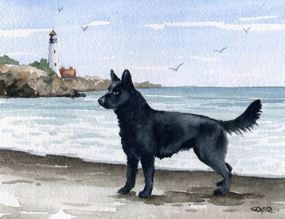 Black German Shepherd Art Print Black German Shepherd At Etsy