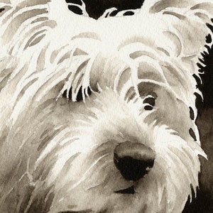 West Highland Terrier Sepia Art Print by Watercolor Artist DJ Rogers