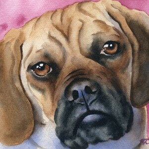 PUGGLE Dog Aquarelle Art Print par l’artiste D J Rogers