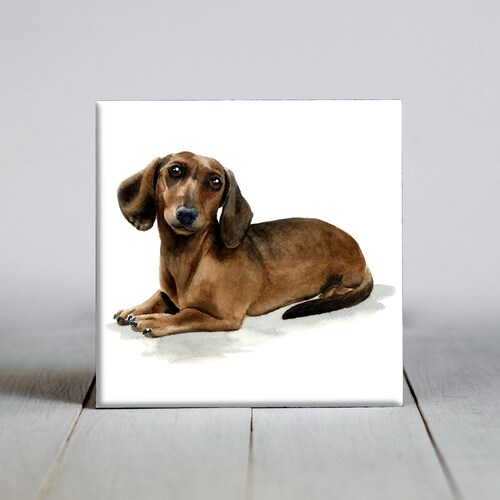 Unique Dog Gifts Dachshund Decorative Tile Dog Lover Gift Long Haired Dachshund Ceramic Tile