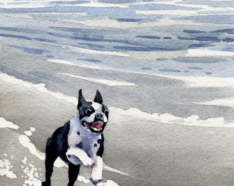 BOSTON TERRIER Art Print by Watercolor Artist DJ Rogers