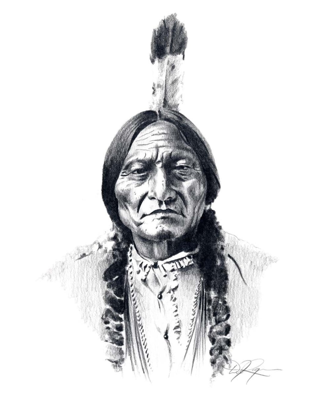 Chief SITTING BULL Pencil Drawing American Indian Art Print by Artist DJ  Rogers - Etsy Singapore