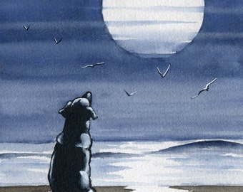 Black Lab Art Print "To The Moon And Back" by Artist DJ Rogers