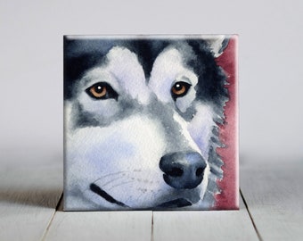 Alaskan Malamute Ceramic Tile - Alaskan Malamute Decorative Tile - Dog Lover Gift - Unique Dog Gifts