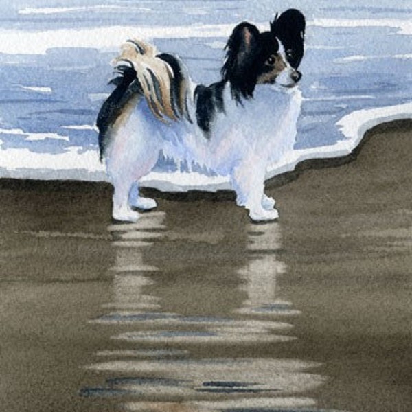 Papillon Art Print "PAPILLON at Beach" Watercolor by DJ Rogers