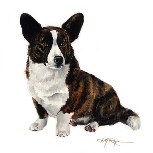 CARDIGAN WELSH CORGI Dog Art Print by Watercolor Artist D J Rogers