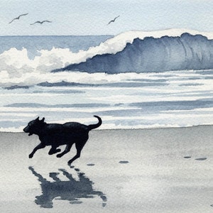 Black Lab Art Print &quot;Black Lab at the Beach&quot; by Artist DJ Rogers