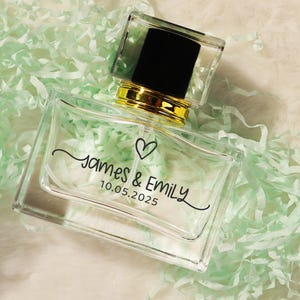 Personalized Engraved Glass Perfume Bottle | Mother Of Bride & Groom Wedding Gift | Custom Wedding Guest Favors With Logo |Empty Bottle Only