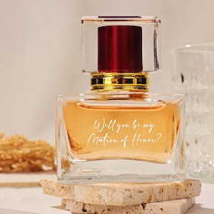 Flacone di profumo in vetro inciso personalizzato / Regalo di nozze per la madre della sposa e dello sposo / Profumo personalizzato per damigella d'onore / Solo flacone vuoto