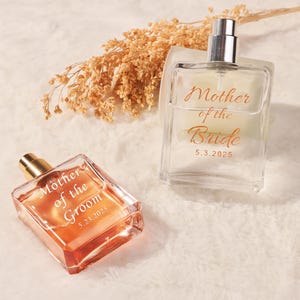Flacone di profumo personalizzato con incisione / Madre della sposa e Madre dello sposo / Regalo di nozze / Regalo per damigelle d'onore / Incisione del logo del matrimonio
