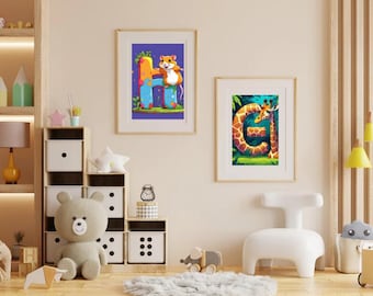 Animal Alphabet Poster | ABC Wall Art for Kids | Colorful Nursery & Classroom Decor | Educational Printable
