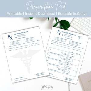 Blank and Fill-able Prescription Pad Template | Editable Rx Forms | Printable Doctor Prescription Note | Medical Office Template For Doctors