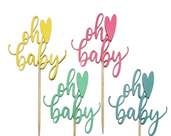 Oh Baby Cupcake Toppers: Handgemachte Baby Shower Dekorationen (12er Set)