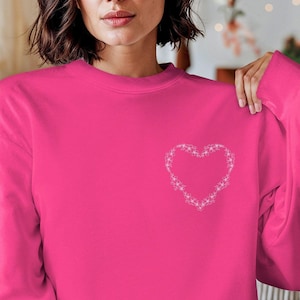 Subtle Floral Heart Valentine Sweatshirt | Valentine Sweatshirt | Love Heart Sweatshirt | Cute Valentines Sweater | Trendy Heart Top