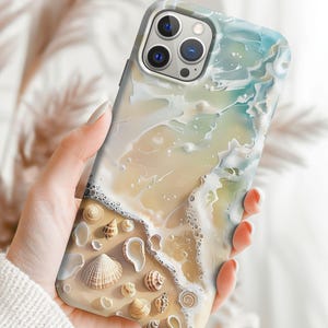 Ocean Seashell Magnetic Tough Cases | Waves Phone Case | MagSafe Compatible Phone Case for Beach Lover | iPhone 13 14 15 16 Pro ProMax Mini
