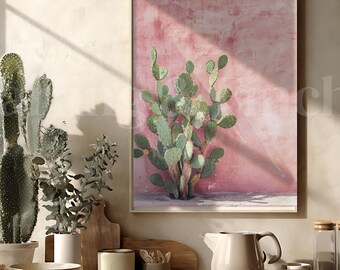Arte mural de cactus, decoración del hogar, idea de regalo para amantes del desierto, decoración de habitación con estética del suroeste, impresión fotográfica botánica moderna, regalo de Navidad