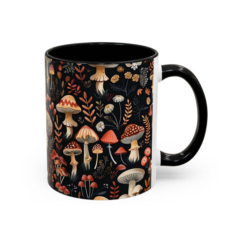 Boho Mushroom Mug for Mushroom Lover Gift Mug Ceramic Cottagecore Mug for Fungi Lover Present Unique Forestcore Fungi Gift zdjęcie 4