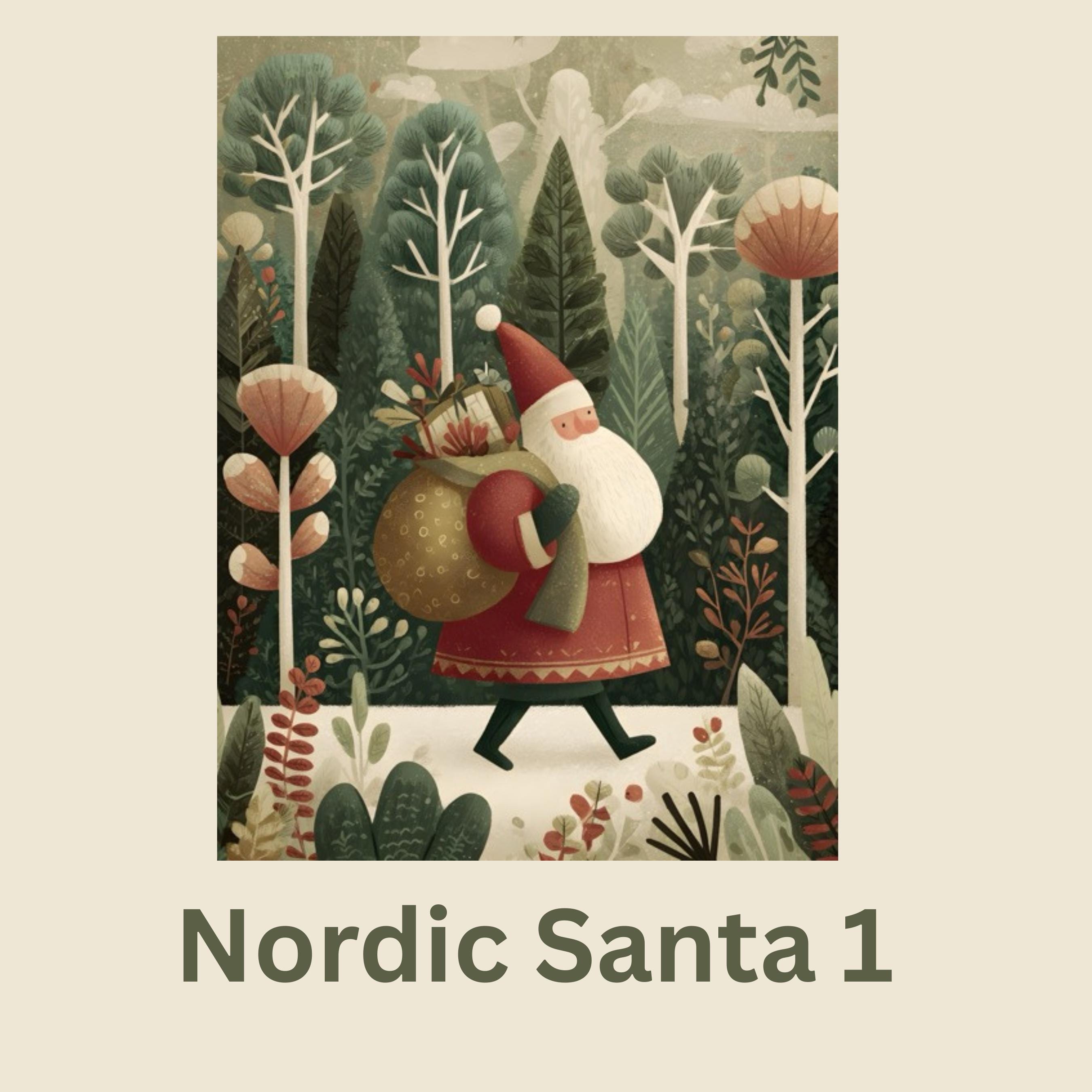 Whimsical Scandinavian Santa Wall Art Print, Nordic Christmas Home ...
