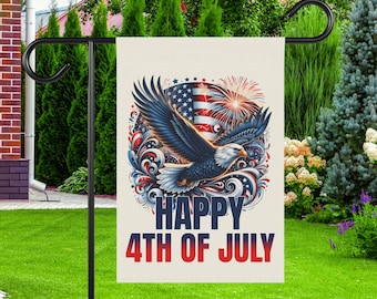 Happy 4th of July Garden Banner 4th of July Outdoor Yard Sign Independence Day Flag Outdoor Fourth 0f July Decor Patriotic Flag Decor