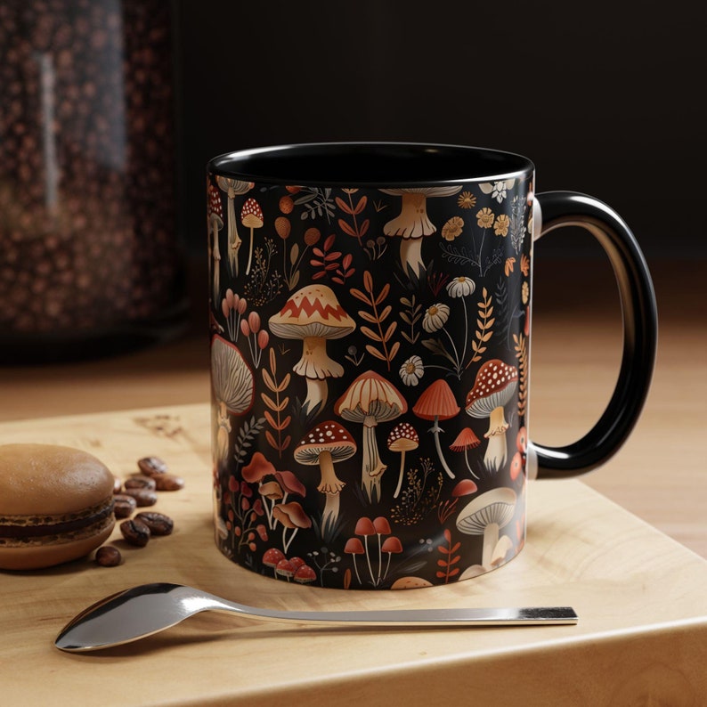 Boho Mushroom Mug for Mushroom Lover Gift Mug Ceramic Cottagecore Mug for Fungi Lover Present Unique Forestcore Fungi Gift zdjęcie 2