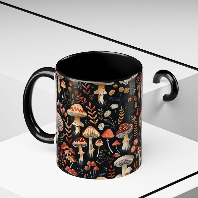 Boho Mushroom Mug for Mushroom Lover Gift Mug Ceramic Cottagecore Mug for Fungi Lover Present Unique Forestcore Fungi Gift zdjęcie 6