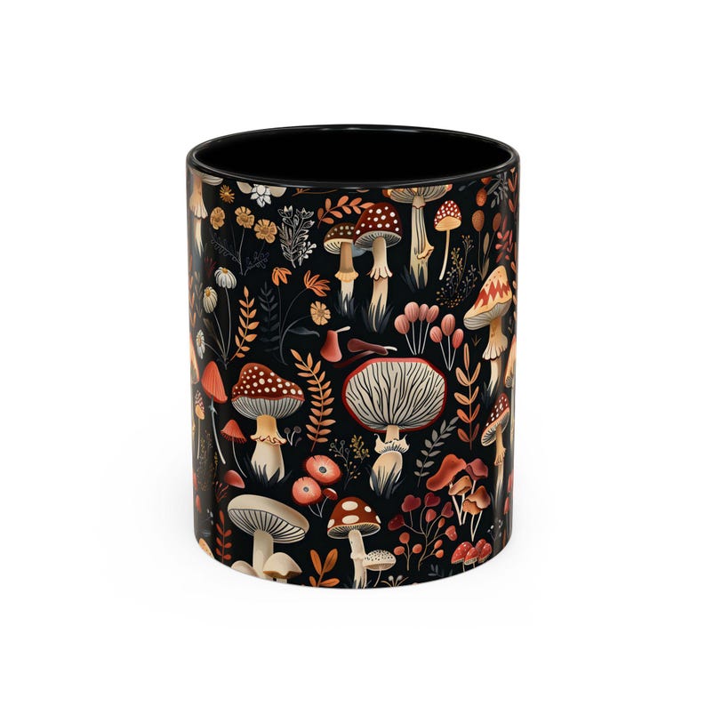 Boho Mushroom Mug for Mushroom Lover Gift Mug Ceramic Cottagecore Mug for Fungi Lover Present Unique Forestcore Fungi Gift zdjęcie 3