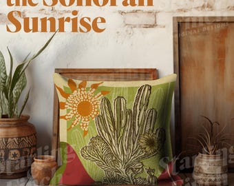 Saint Pedro, the Cristata—Rare Crested San Pedro Cactus Pillows | 4 Colorways & 2 Sizes | Desert Lover Gift Housewarming, Southwestern Style