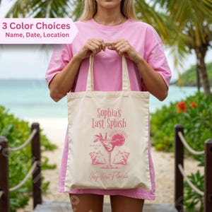 Custom Lash Splash Bachelorette Party Tote Bag, Bridesmaid Gift with Name, Location & Date