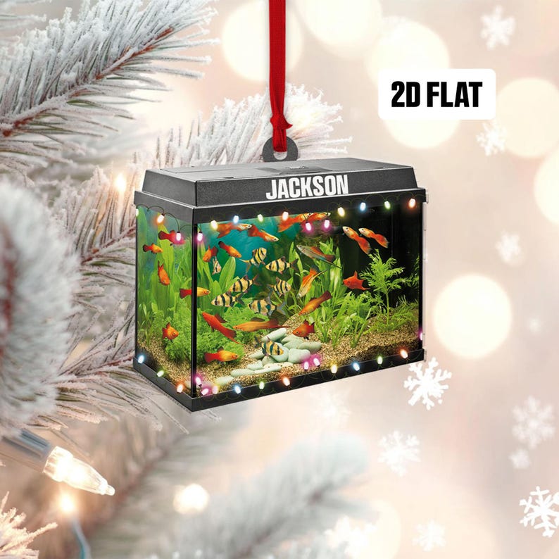 Personalized Aquarium Fish Tank 2D Flat Ornament, Custom Name Christmas