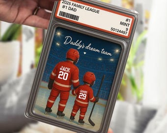 Personalized Hockey No. 1 Dad Trading Card Style Acrylic Block Plaque, Sport Fathers Day Gift, Hockey Lover Gift For Husband, Birthday Gift