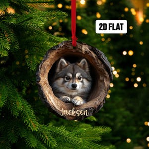 Personalized Pomsky 2D Flat Ornament, Custom Name Christmas Tree Ornament, Pomsky Dog Christmas Home Decor, Xmas Gift for Dog Lover