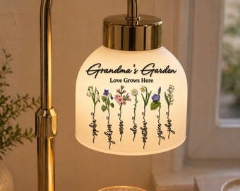 Personalized Grandma Candle Warmer Lamp With Birth Flower, Mother's Day Gift For Her, Mom Garden Light Birthday Gift, Nana Decor Keepsake