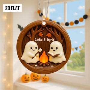 Personalized Ghost Campfire 2D FLAT Acrylic Ornament, Camping Lovers Halloween Gift, Halloween Ornament for Campfire, Gift for Him, Her