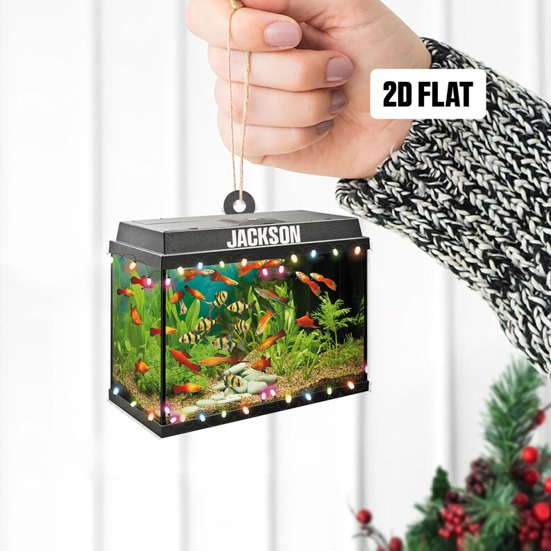 Personalized Aquarium Fish Tank 2D Flat Ornament, Custom Name Christmas