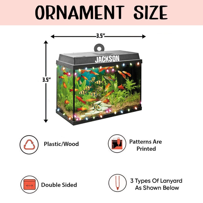 Personalized Aquarium Fish Tank 2D Flat Ornament, Custom Name Christmas