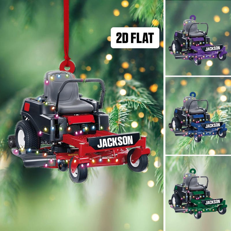 🎁20%off🎁|Personalized Lawn Mowers 2D Flat Ornament, Custom Riding Mowers Christmas Tree Ornament, Lawn Mowers Christmas Home Decor, Lawn Mowers Xmas