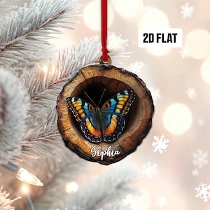 Personalized Butterfly 2D Flat Ornament, Custom Butterfly Christmas Tree Ornament, Butterfly Christmas Home Decor, Gift for Butterfly Lover