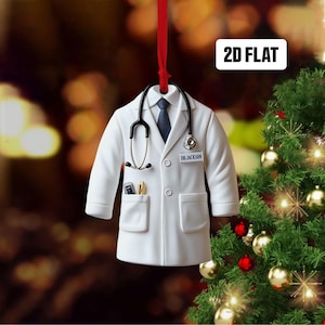 Personalized Doctor 2D Flat Ornament, Custom Christmas Ornament, Healthcare Worker gift, Dr Ornament, Medical Grad Gift, Gift for Dad
