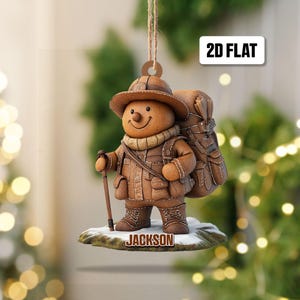 Personalized Hiking Layered Wood Ornament, Custom Camping Lover Christmas Tree Ornament, Hiking Xmas Home Decor, Xmas Gift for Hiking Lover