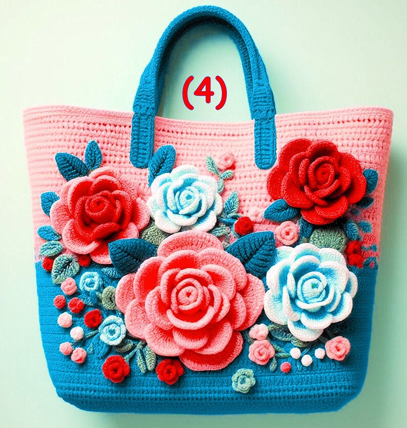 Floral Crochet Mini Tote- Pink