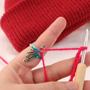 Colorful Phoenix Yarn Tension Ring | Adjustable Crochet Ring | Knitting Yarn Guide | Tension Regulator | Unique Knitting Gift for Beginners