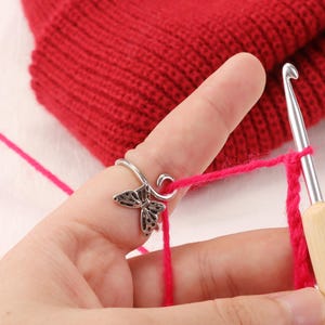 Elegant Butterfly Yarn Ring, Adjustable Crochet Tension Regulator, Yarn Guide, Knitting Tool for Beginners, Gift for Crochet Enthusiast