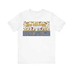 ニューオーリンズ、ルイジアナ州の漫画風デザイン T シャツ | レトロ グラフィック T シャツ | Big Easy Souvenir