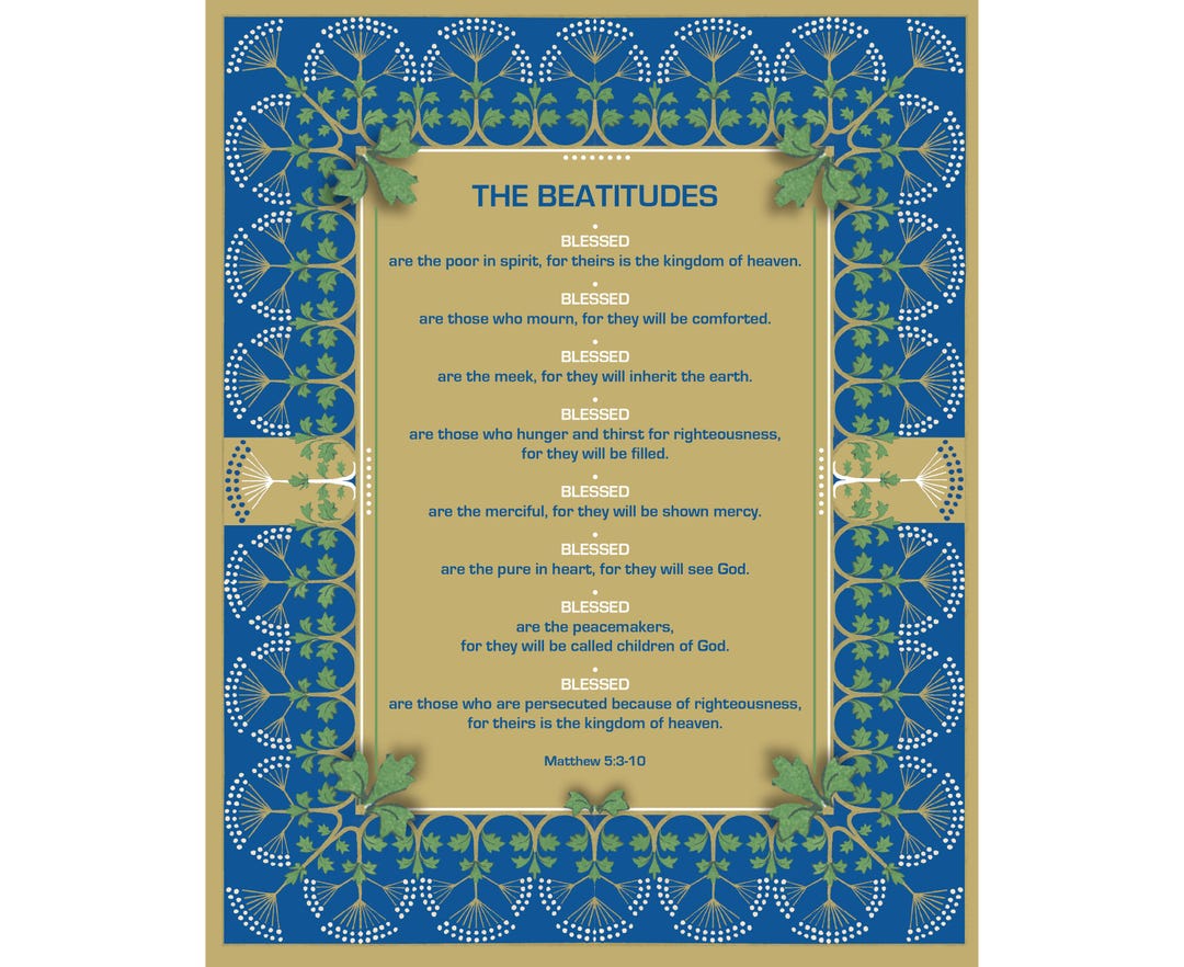 The Beatitudes Scripture Art Print, Christian Home Decor, Bible and ...