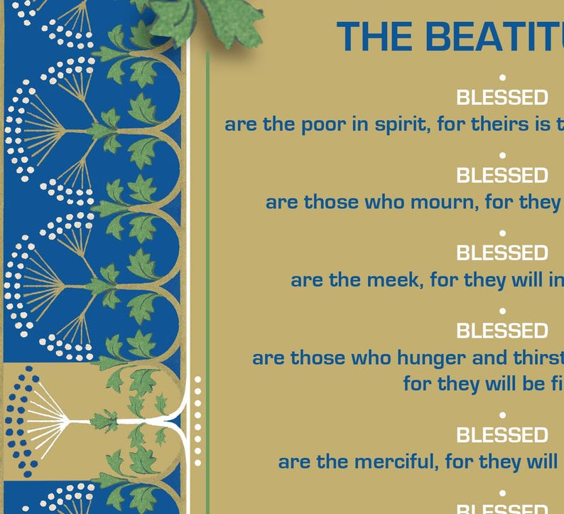 The Beatitudes Scripture Art Print, Christian Home Decor, Bible and ...